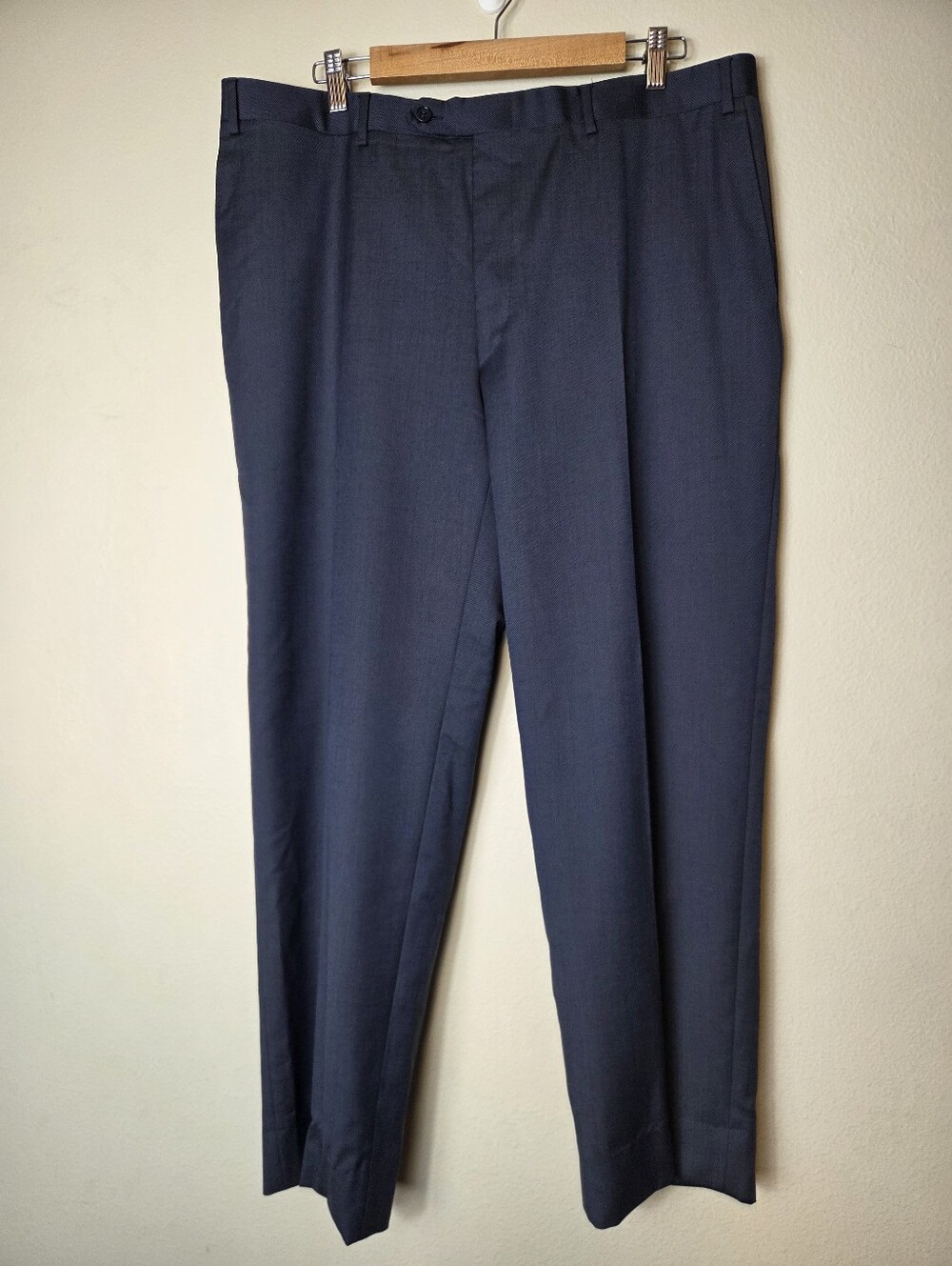 Canali 1934 Dress Pants 38 Navy Blue Gray 100% Wool Twill Weave